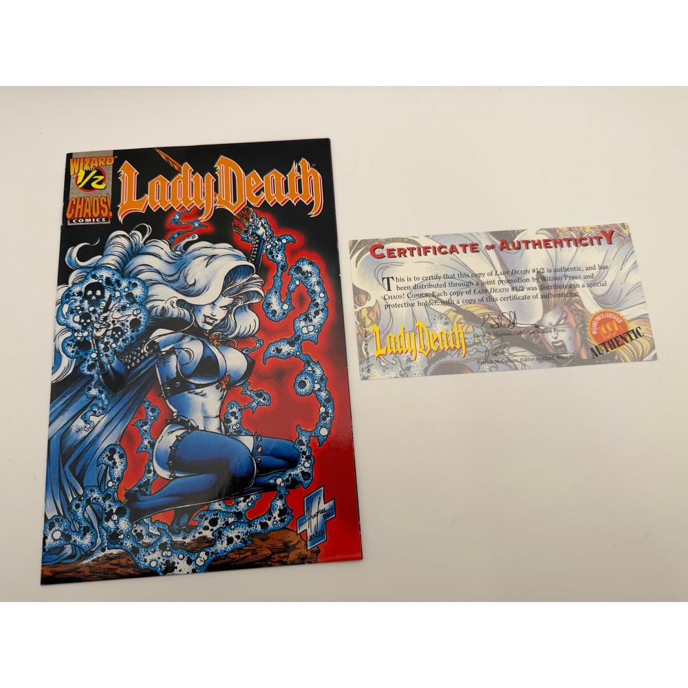 Lady Death 1/2 Wizard Chaos Comics 1994 First Printing Adam Hughes COA CB014